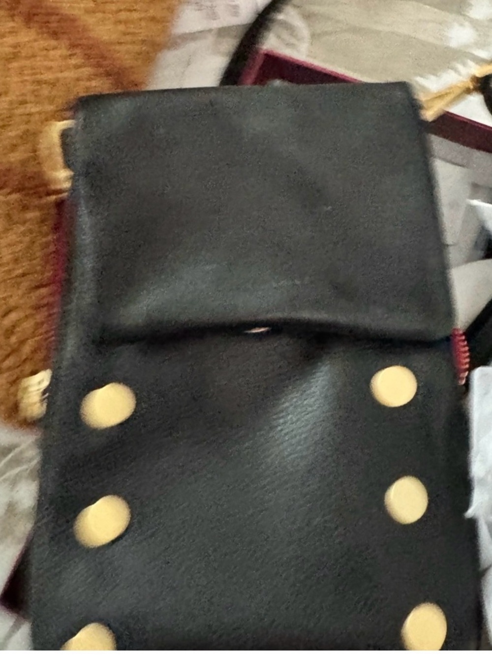 Hammitt VIP Mobile Black with Brushed Gold Studs and Red Zip - Picture 2 of 5